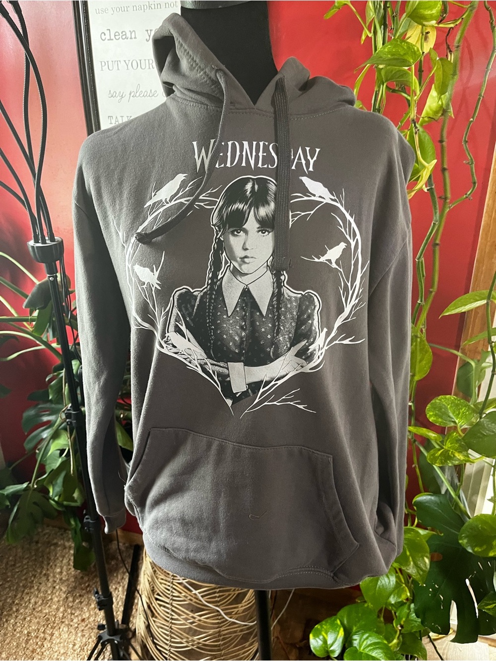 Charcoal Gray Wednesday Graphic Hoodie Sweatshirt